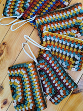 Load image into Gallery viewer, Crochet Wristlet Purse – Fall Granny Square Clutch