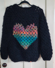 Load image into Gallery viewer, Black Heart Fuzzy Sweater