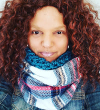Load image into Gallery viewer, Teal Bliss Plaid Infinity Scarf