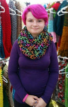 Load image into Gallery viewer, Crocheted Neon Bright Color Infinity Scarf by Black Pearl Creations