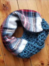 Load image into Gallery viewer, Teal Bliss Plaid Infinity Scarf