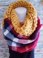 Load image into Gallery viewer, The Original Navy and Mustard Plaid Scarf
