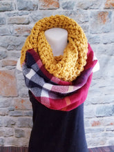 Load image into Gallery viewer, The Original Navy and Mustard Plaid Scarf
