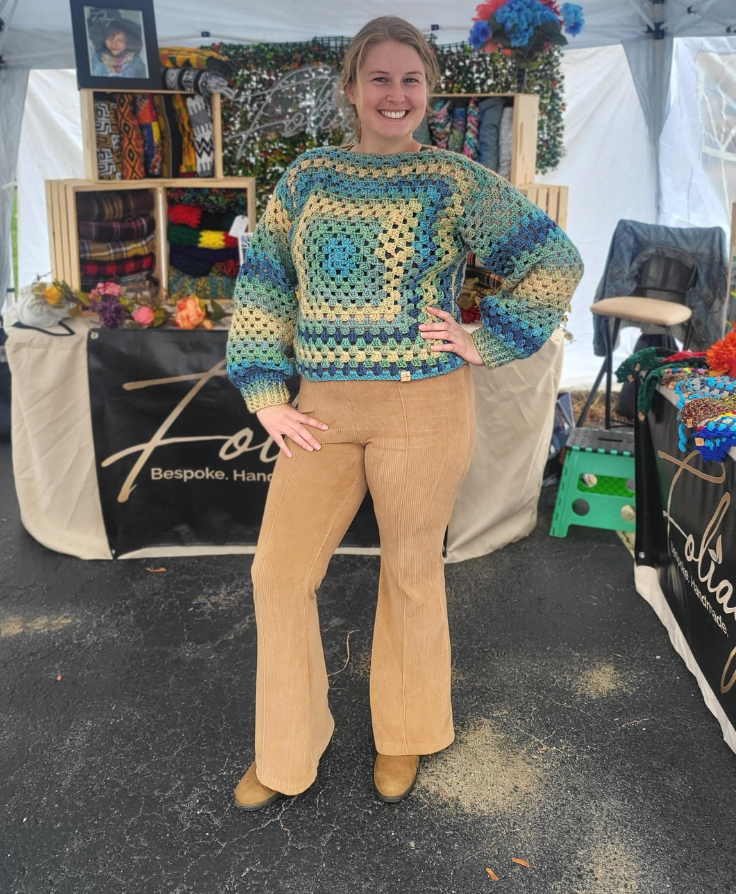 Blue and Green Square Sweater