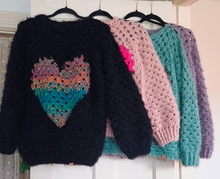 Load image into Gallery viewer, Black Heart Fuzzy Sweater
