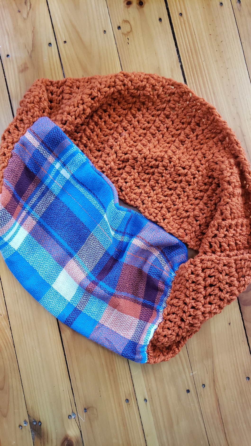 Orange and Royal Blue Plaid Infinity