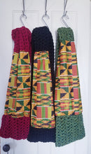 Load image into Gallery viewer, Kente Print Scarf with Black HandKnit Fabric
