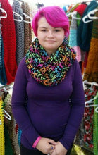 Load image into Gallery viewer, Crocheted Neon Bright Color Infinity Scarf by Black Pearl Creations
