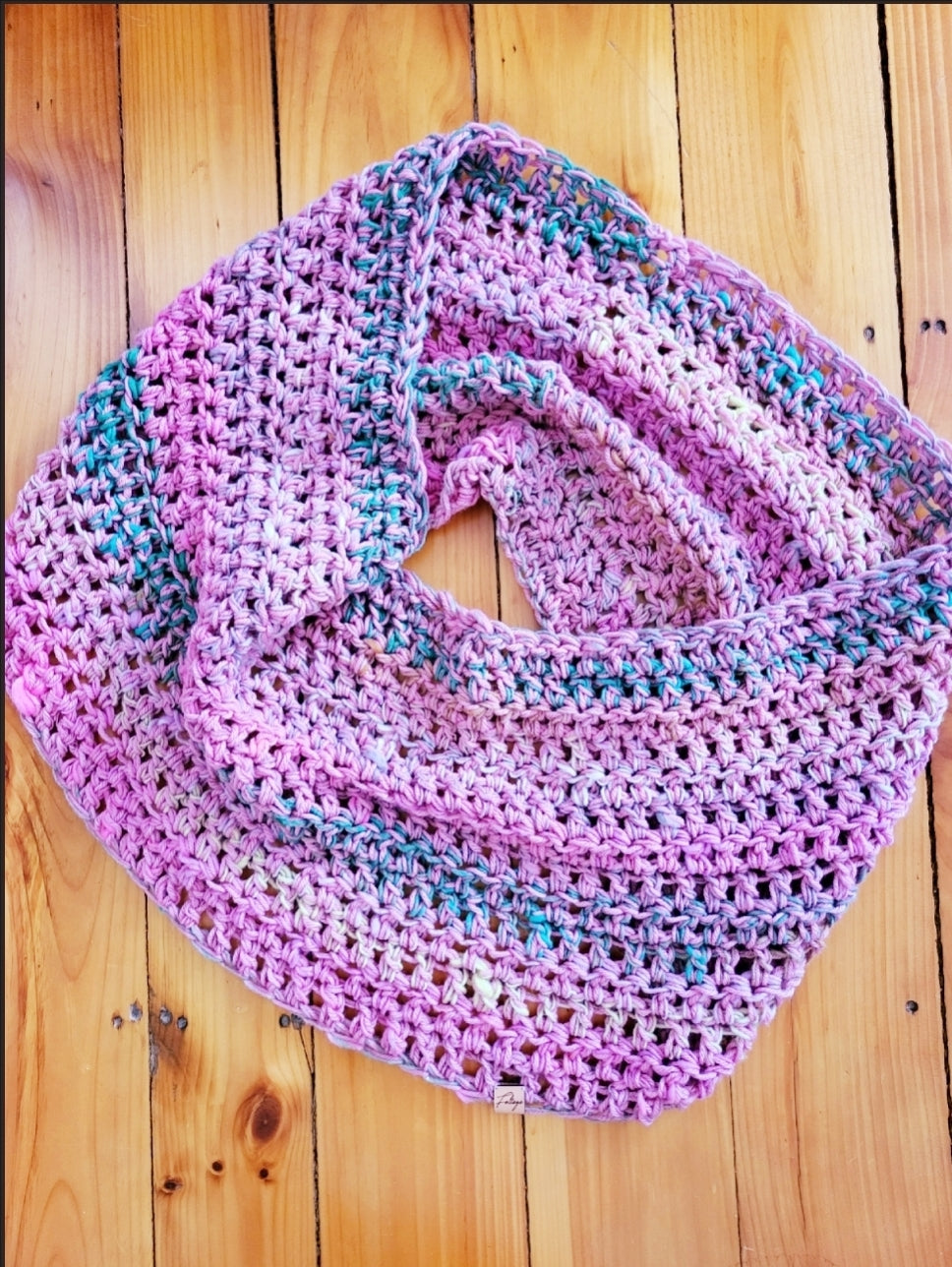 Pink and Green Wool Scarf